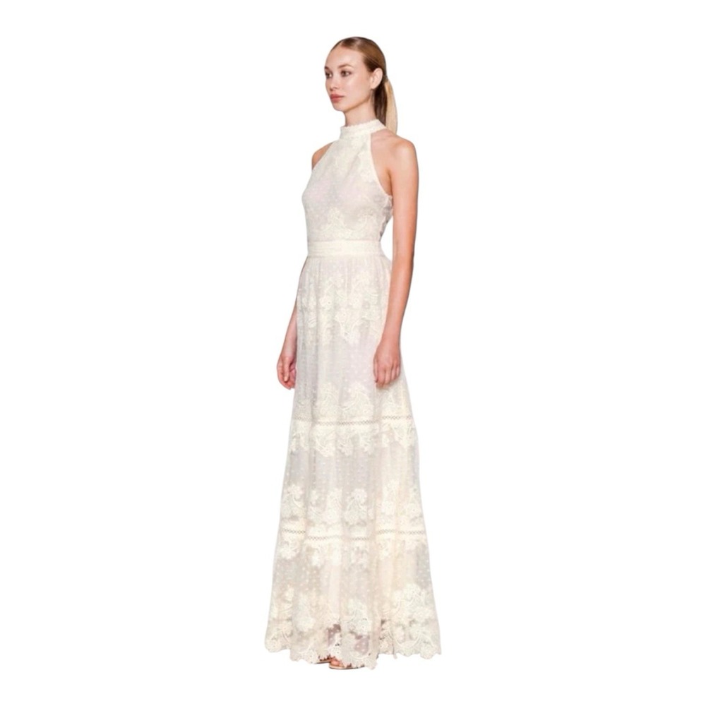New Champagne & Strawberry Maxi Dress Women's Small Ivory Lace Wedding Romantic - Picture 2 of 12